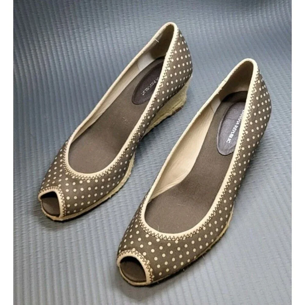 Banana Republic Espadrilles Brown With Cream Polka Dots Size 8